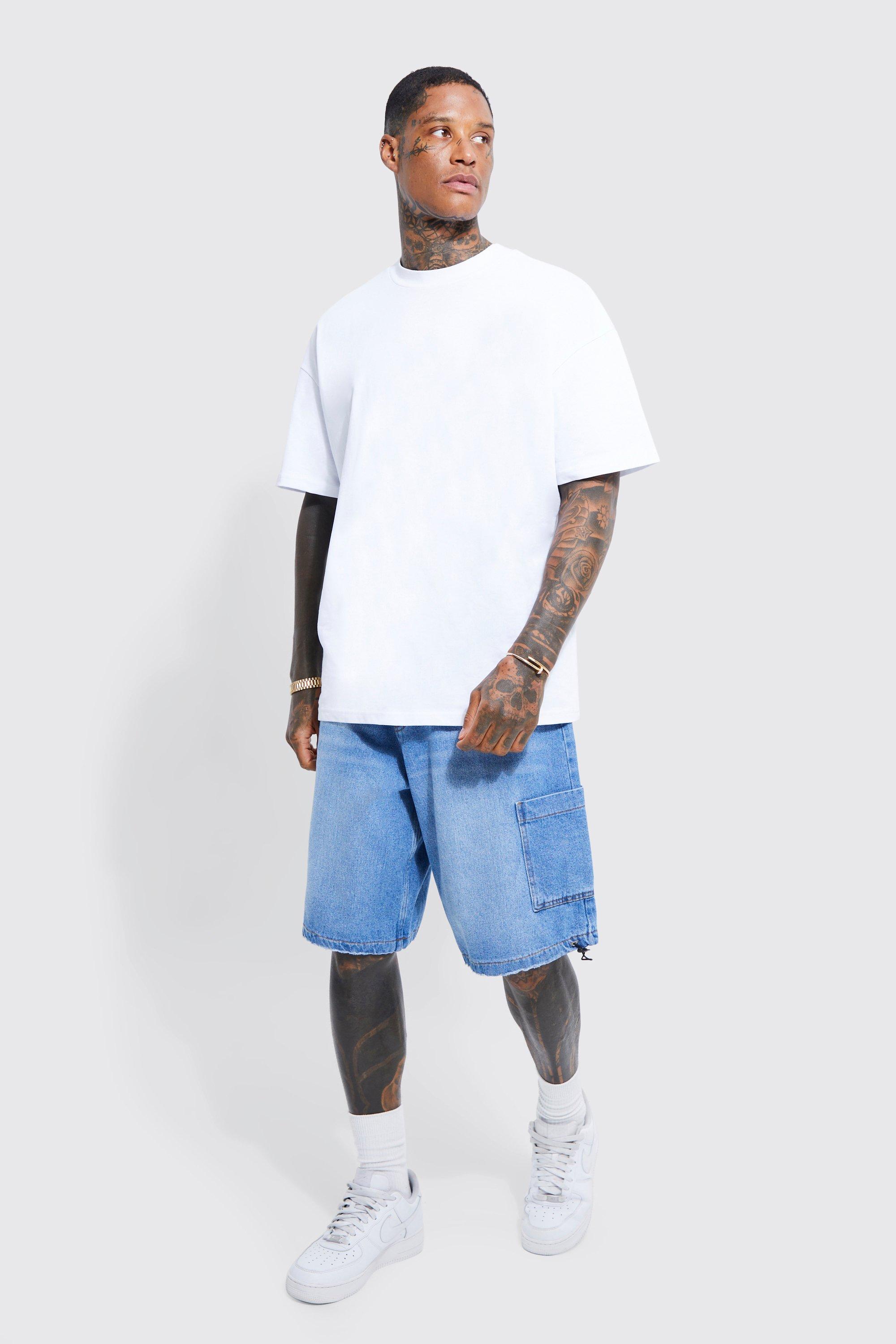 Mens denim cargo shorts uk online